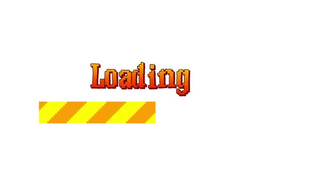 8 bit loading game on white background.