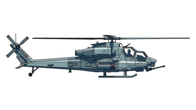 Attack Helicopter Vector Illustration, Military Aircraft Graphic, Combat Aviation Art, Defense Force Concept, Air Force Asset