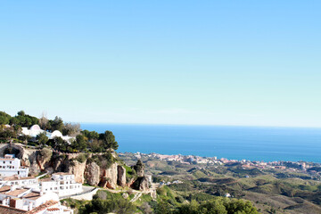 Scenic Views of Mijas, White Andalusian Village in the Mountains Overlooking the Mediterranean Sea, Southern Spain