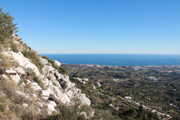Scenic Views of Mijas, White Andalusian Village in the Mountains Overlooking the Mediterranean Sea, Southern Spain