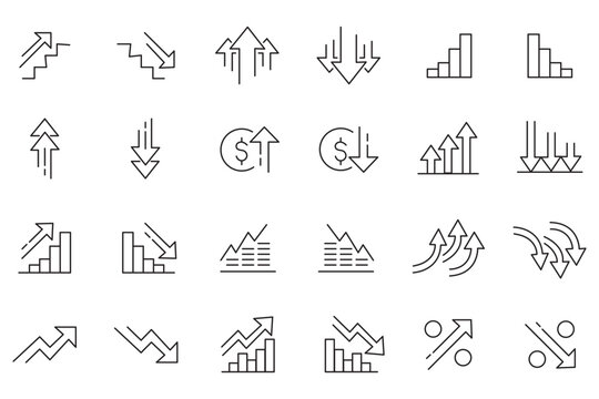 Increase Decrease icon set. Editable line icons. Vector illustration.