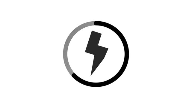 Battery charging animation with a power icon isolated.battery fast charging animation on a white background.