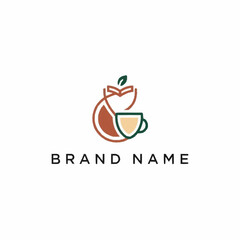 Logo design for a tea brand featuring a stylized cup and fruit.