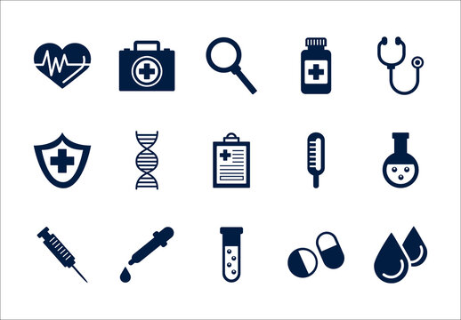 Health Medical Hospital Insurance Icons Set