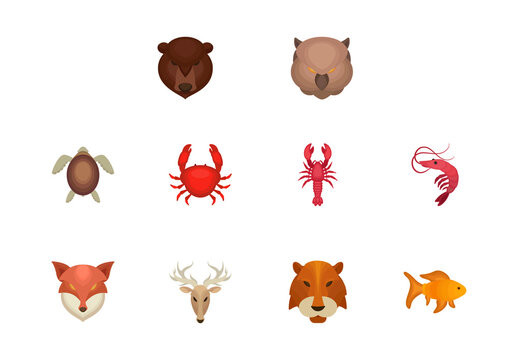 Animal Wildlife Paper Art Illustrations Set