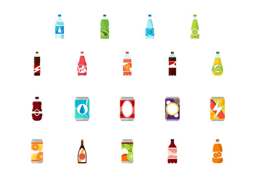 Colorful Beverages Drinks Illustrations Set