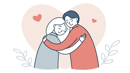 Loving senior couple embracing with warm hearts and affection