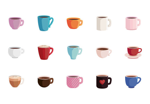 Coffee Cup Mug Icons Set