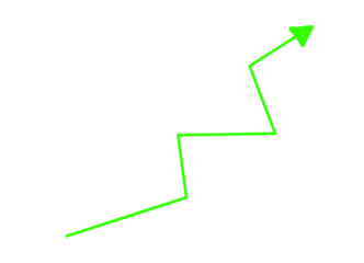 Green Arrow Graph in Modern Minimalist Style with Bright Neon Color on Simple White Background for Business Presentation