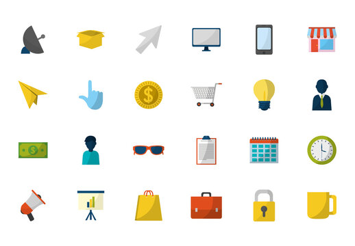 Colorful Marketing Finance Office Icons Set
