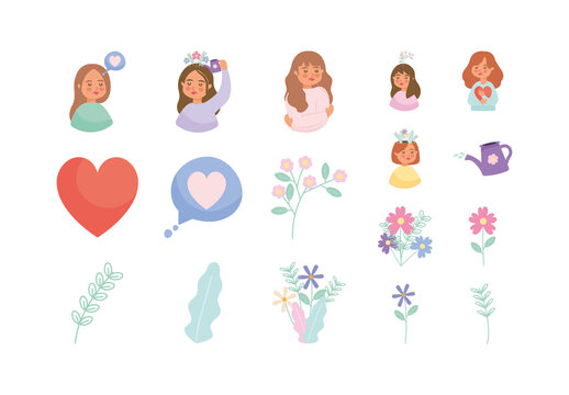 Colorful Wellness Emotion Mental Health Illustrations Set
