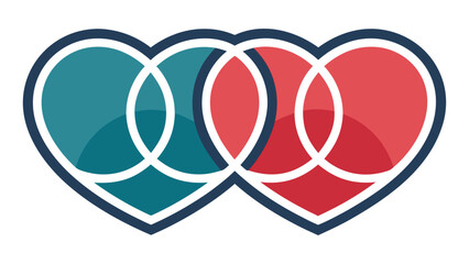 Vibrant interconnected hearts in modern design