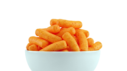 Pile of Cheese Puffs in a White Bowl