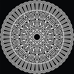 This unique floral mandala artwork features graceful petal patterns arranged in perfect symmetry. Clean line details and a circular balanced layout create a calming decorative look. 
