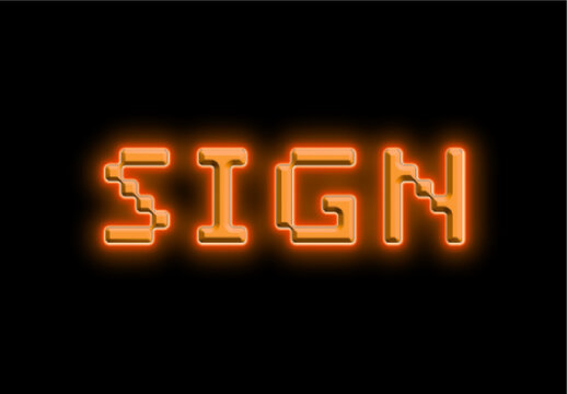 Orange Realistic Neon Text Effect Tech Pixel Font