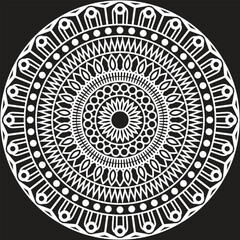 This unique floral mandala artwork features graceful petal patterns arranged in perfect symmetry. Clean line details and a circular balanced layout create a calming decorative look. 