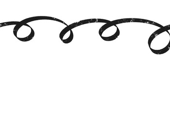 Black Metallic Ribbon in Elegant Swirl Pattern with Soft Focus and White Background for Luxury...