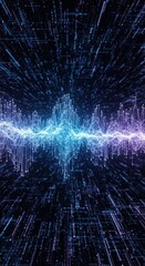 Digital realm unveiling: A dynamic data stream intersecting with an ethereal energy wave