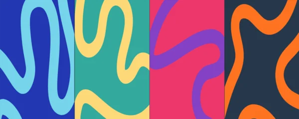 Fototapete Rund Positive Typografie Vibrant abstract poster with flowing shapes in warm colors featuring colorful, fluid wavy lines for a dynamic, modern feel, motivational design typography for creative wall art  © alinasirulloh