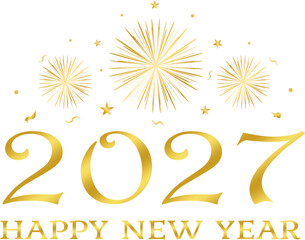 happy new year 2027 - golden design, golden fireworks ver 4