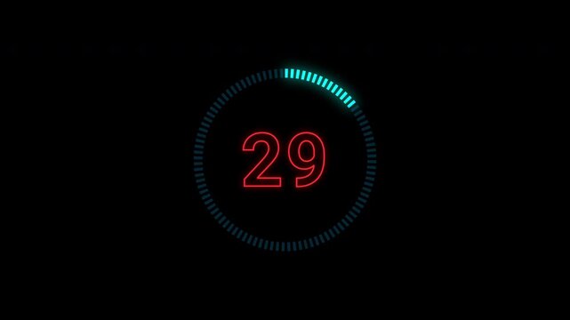 35 seconds countdown timer neon from 35 to 0 4K video
