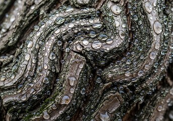 Obraz premium Raindrops on tree bark