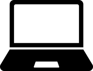 シンプルなモノクロのノートパソコンのシルエットアイコン