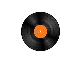 Vinyl Record With Orange Center Label.