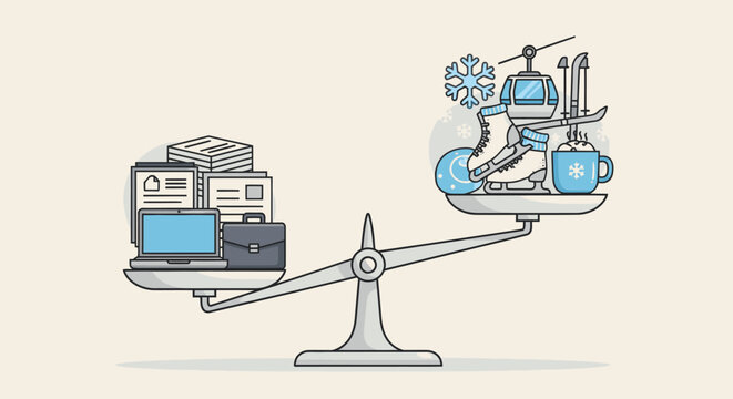 Balance Scale Comparing Work and Leisure Time.
