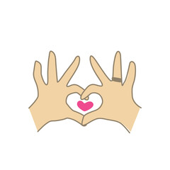 Obraz premium Hands Forming Heart Shape with Love Gesture Flat Vector Illustration on White Background 