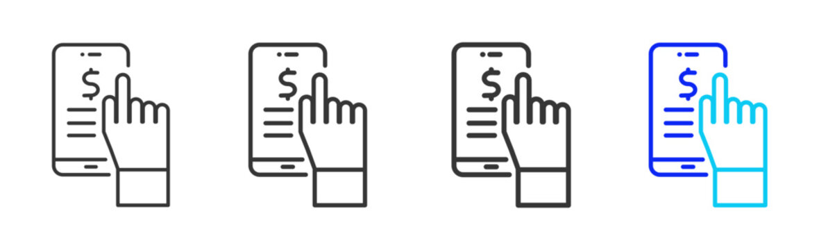 Payment Touch icon set collection creative outline style for finance toolkit with multiple thickness variations suitable for digital design branding ui ux web app