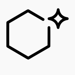 Line icon of a hexagon and a spark &mdash; new comb, black on white, square minimalist style