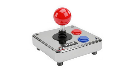Fototapeta premium Classic Arcade Joystick Controller With Red Ball On Black Background