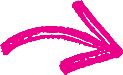 Vibrant magenta curved arrow pointing right with a playful hand-drawn style