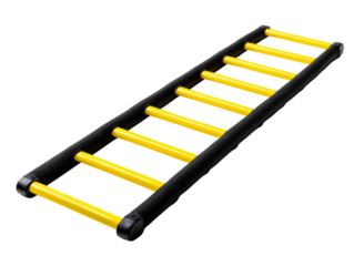 A fitness speed agility ladder with yellow rungs for athletic training and workout Isolated Transparent Background, PNG