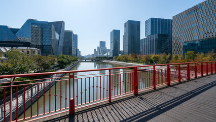 Ningbo, China: city skyline, architecture, landscape, city, metropolis, landmark, background, tourist destination, downtown, modern. © zhouyilu