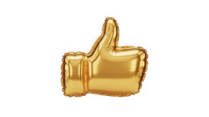 Golden Thumbs Up Balloon Like Symbol On Black Background