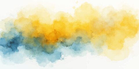 Abstract blue watercolor background with clouds and splashes
