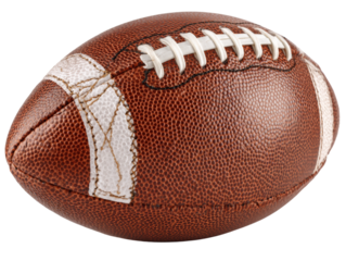 A close-up shot of a leather football Isolated Transparent Background, PNG