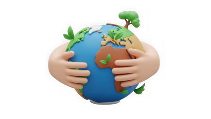Hands Protecting Earth Globe With Greenery Environmental Care