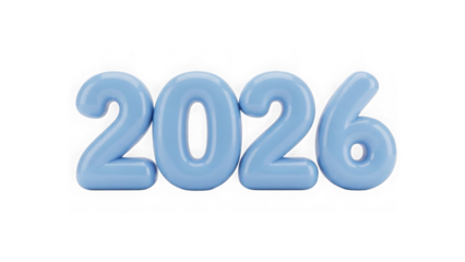 Light Blue 3d Balloon 2026 Numbers On Black Background