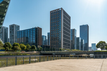 Fototapeta premium Ningbo, China: city skyline, architecture, landscape, city, metropolis, landmark, background, tourist destination, downtown, modern.