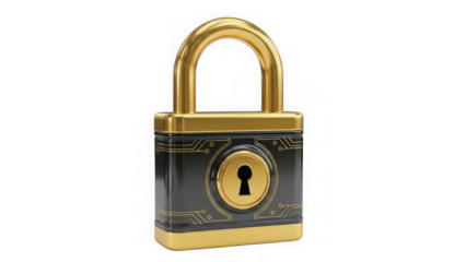 Modern Gold And Black Digital Security Padlock On Black