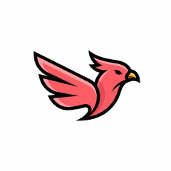 Obraz premium Stylized Red Bird Logo Design.