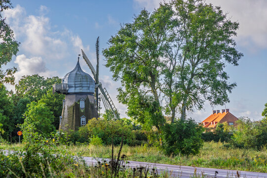Historic grain mills of Oland island in Sweden