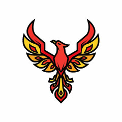 Fototapeta premium Vibrant Phoenix Bird Logo Design with Fiery Colors.