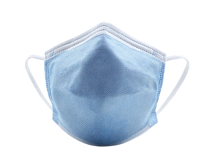 A blue medical face mask, essential for protection. The mask is designed to filter out potential pathogens Isolated Transparent Background, PNG