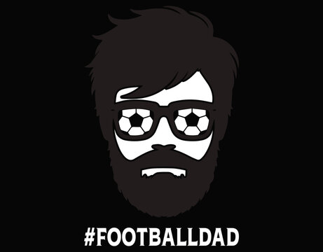 Football Dad With Beard And Cool Sunglasses - printable editable vector art file.