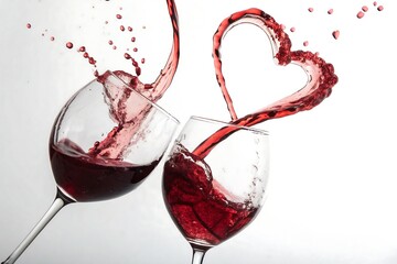 Romantic Wine Glass Heart Splash Celebration Concept