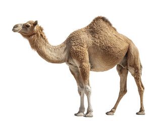 A majestic camel standing tall, with a serene expression, revealing its desert dwelling appearance Isolated Transparent Background, PNG